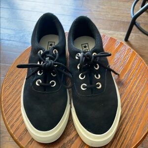 Black Canvas Sneakers with White Soles